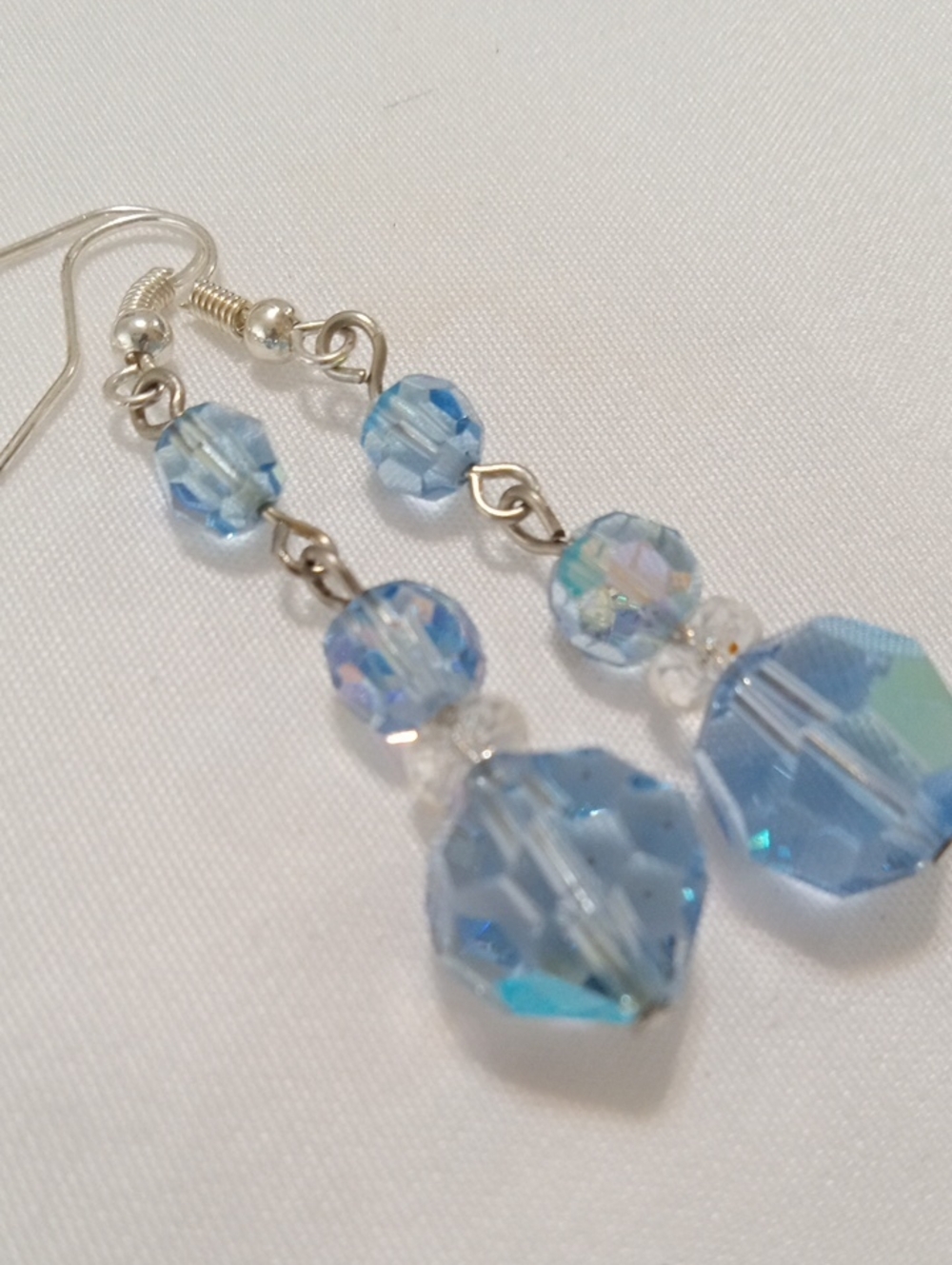Blue Faceted Crystal Drop Earrings